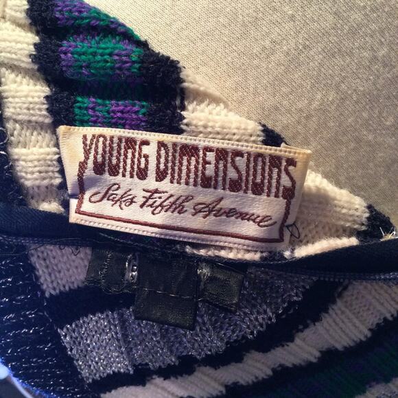 Vtg Jon Michels 1970 knit wool blend metallic strip woven maxi dress 9-10 - Picture 3 of 5